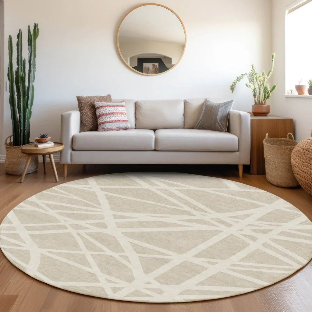 LOOMLAN Rugs Zephina Beige Washable Indoor-Outdoor Rug