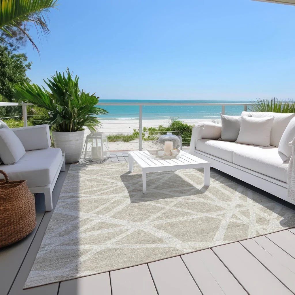 LOOMLAN Rugs Zephina Beige Washable Indoor-Outdoor Rug