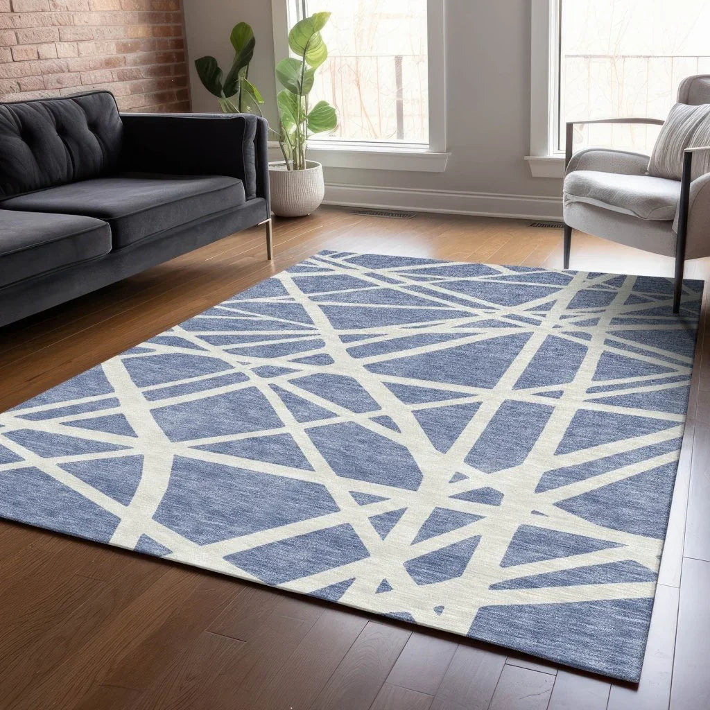 LOOMLAN Rugs Zephina Denim Washable Indoor-Outdoor Rug