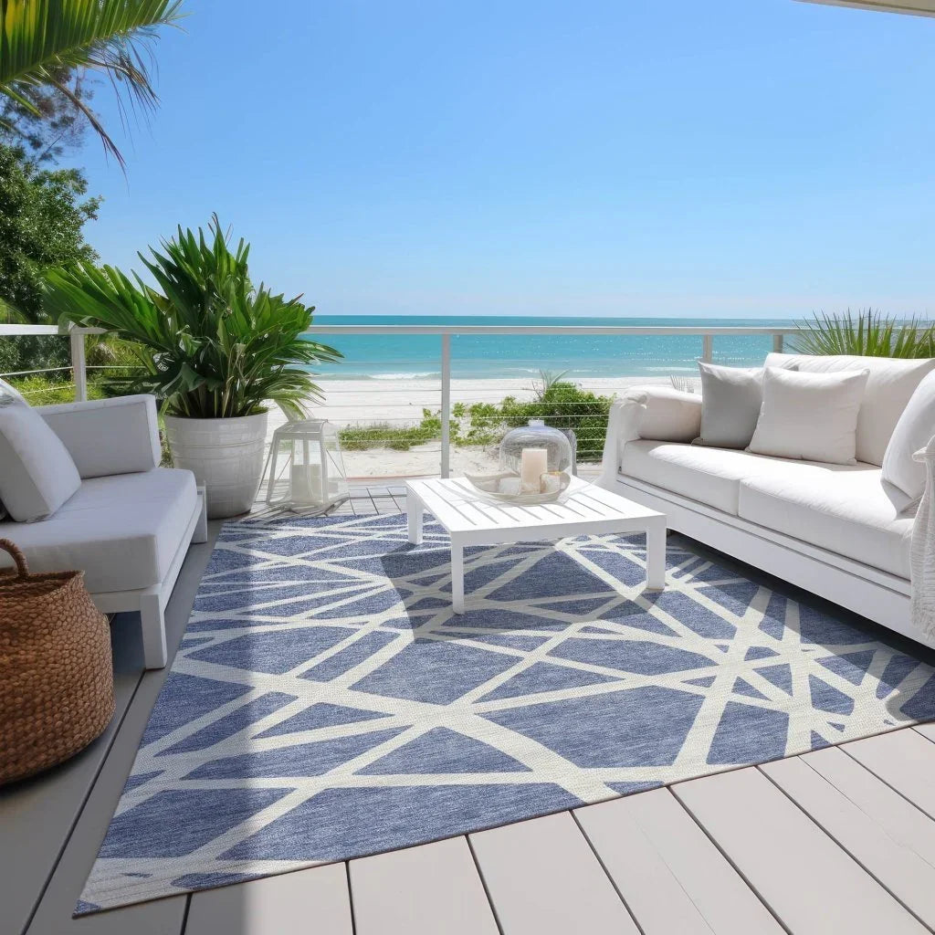 LOOMLAN Rugs Zephina Denim Washable Indoor-Outdoor Rug
