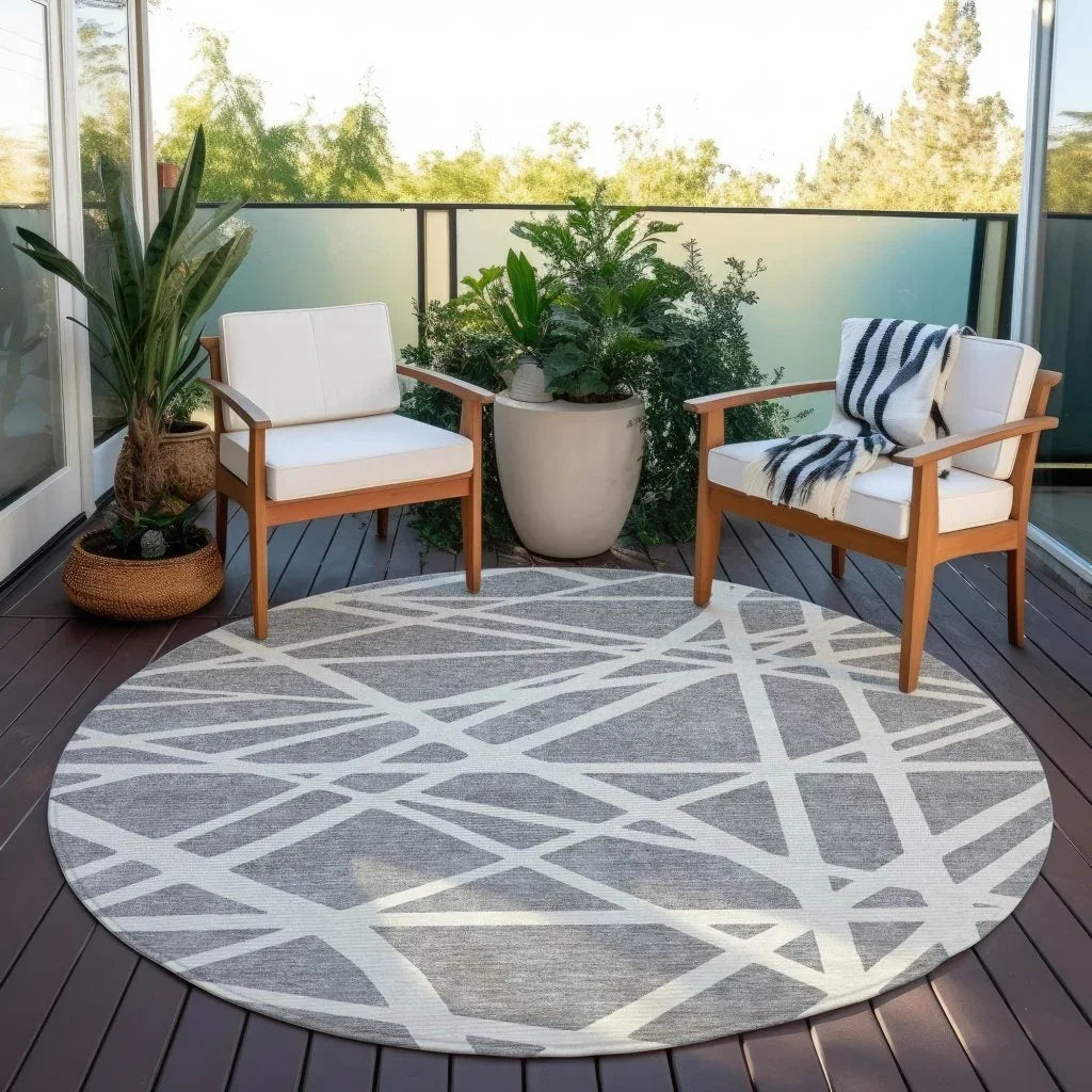 LOOMLAN Rugs Zephina Gray Washable Indoor-Outdoor Rug