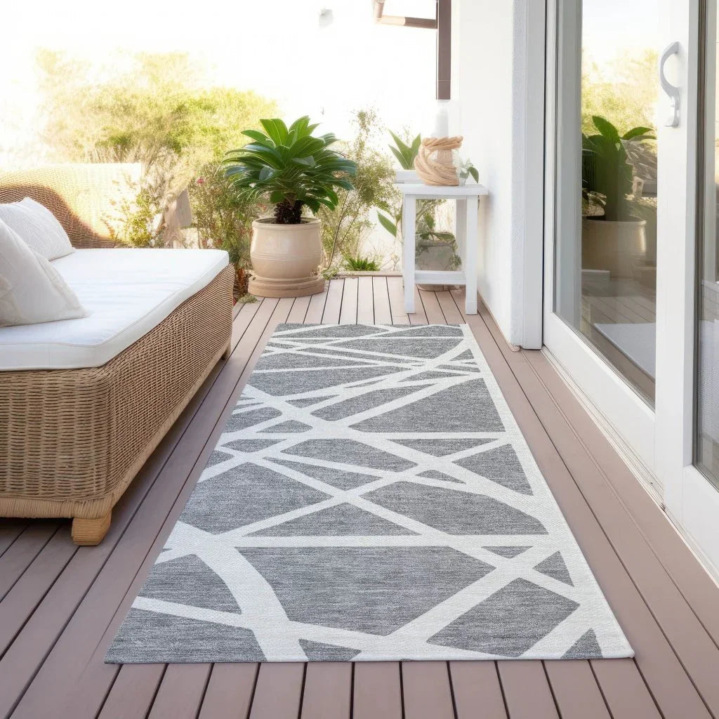 LOOMLAN Rugs Zephina Gray Washable Indoor-Outdoor Rug