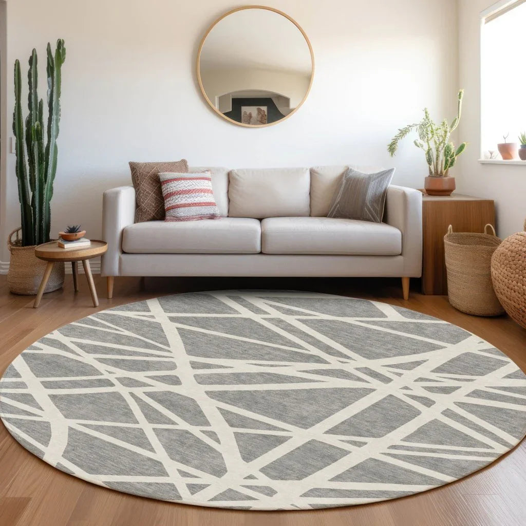 LOOMLAN Rugs Zephina Gray Washable Indoor-Outdoor Rug