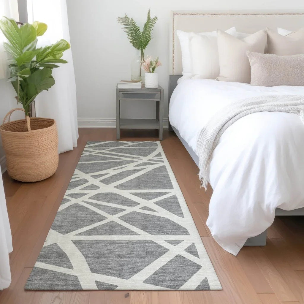 LOOMLAN Rugs Zephina Gray Washable Indoor-Outdoor Rug