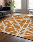 LOOMLAN Rugs Zephina Orange Washable Indoor-Outdoor Rug