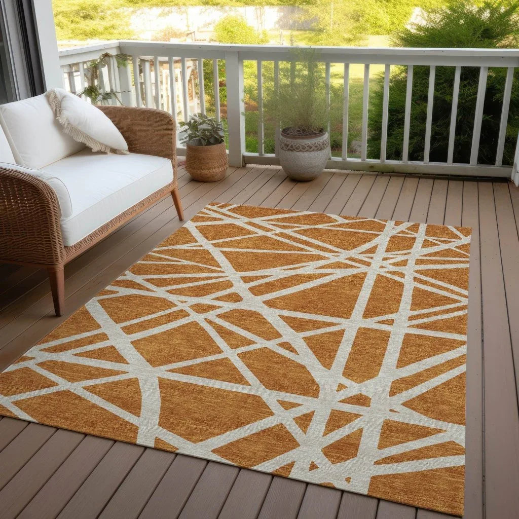LOOMLAN Rugs Zephina Orange Washable Indoor-Outdoor Rug