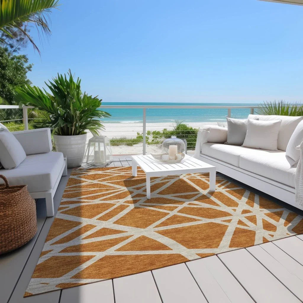 LOOMLAN Rugs Zephina Orange Washable Indoor-Outdoor Rug