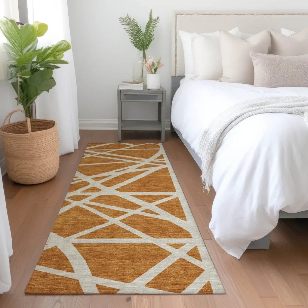 LOOMLAN Rugs Zephina Orange Washable Indoor-Outdoor Rug