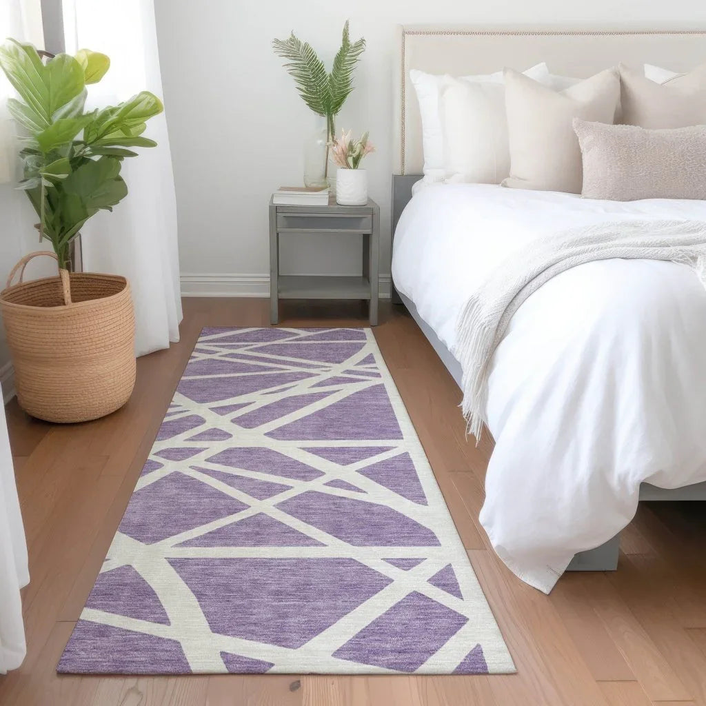 LOOMLAN Rugs Zephina Purple Washable Indoor-Outdoor Rug