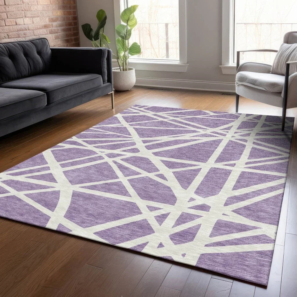LOOMLAN Rugs Zephina Purple Washable Indoor-Outdoor Rug