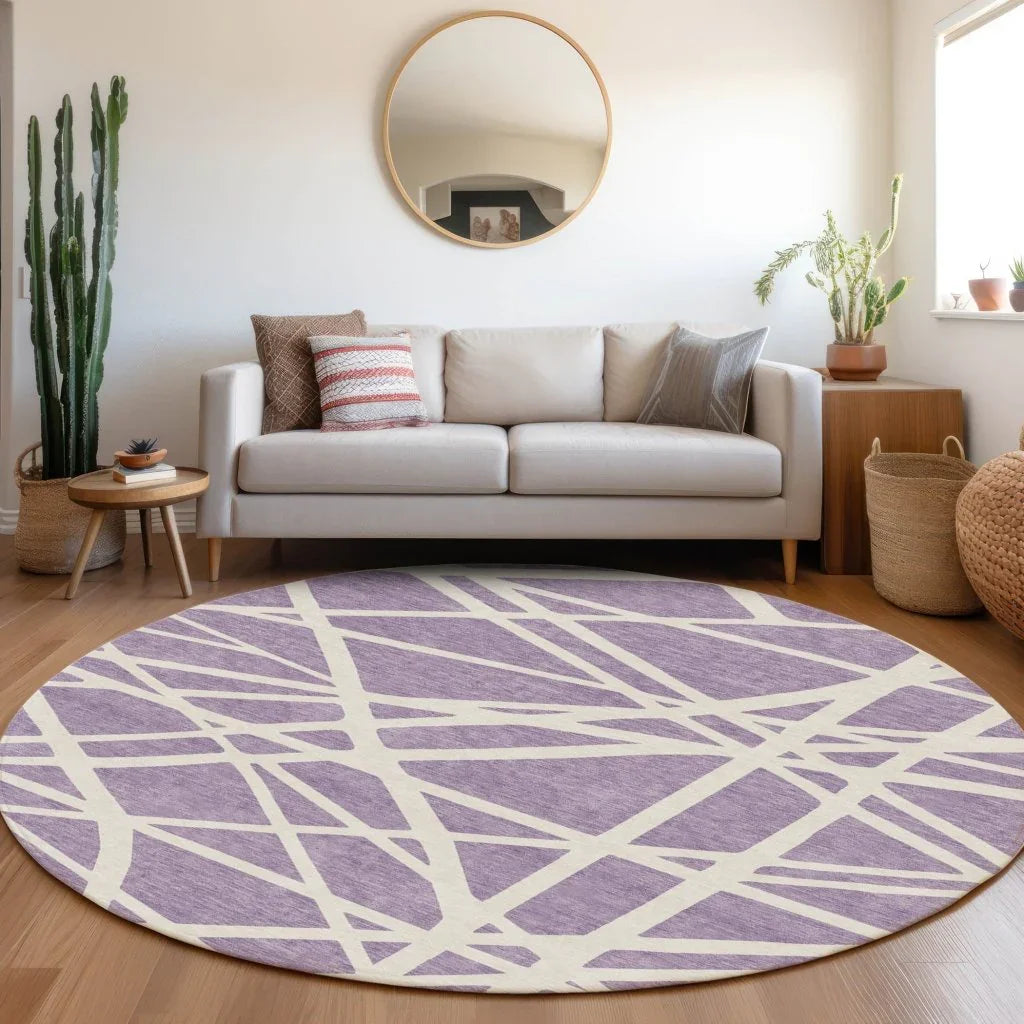 LOOMLAN Rugs Zephina Purple Washable Indoor-Outdoor Rug