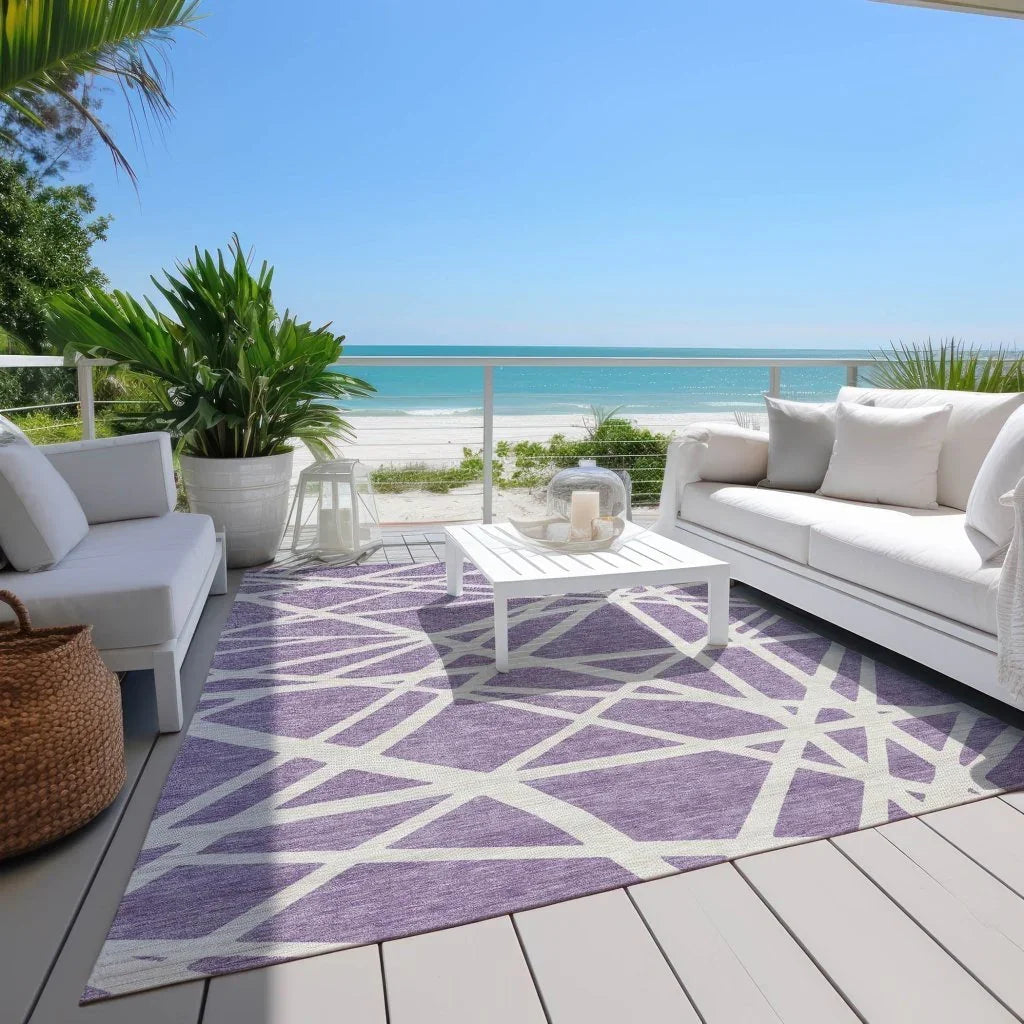 LOOMLAN Rugs Zephina Purple Washable Indoor-Outdoor Rug