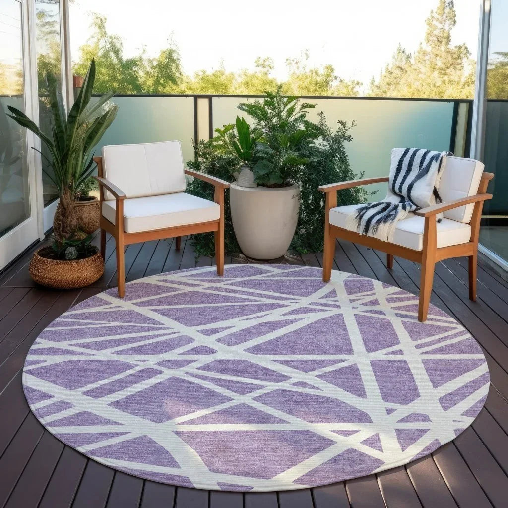LOOMLAN Rugs Zephina Purple Washable Indoor-Outdoor Rug