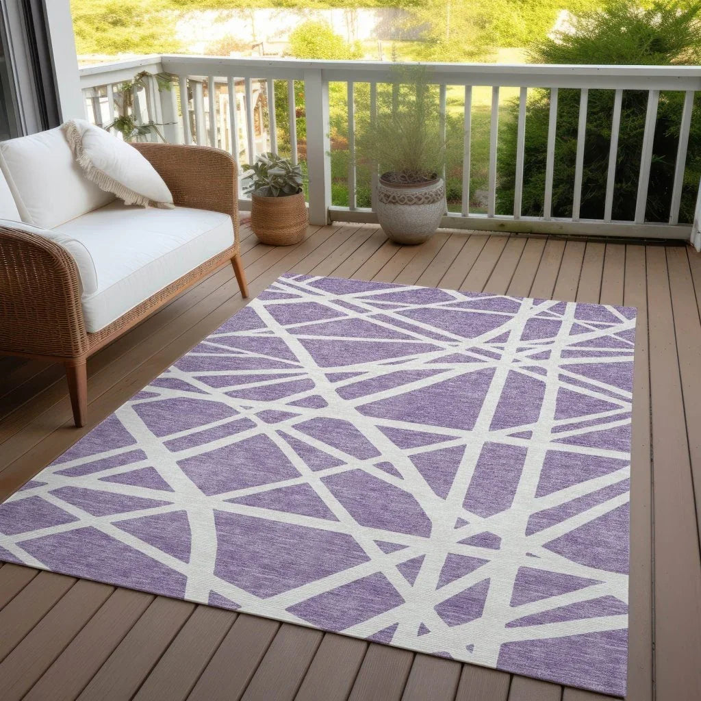 LOOMLAN Rugs Zephina Purple Washable Indoor-Outdoor Rug