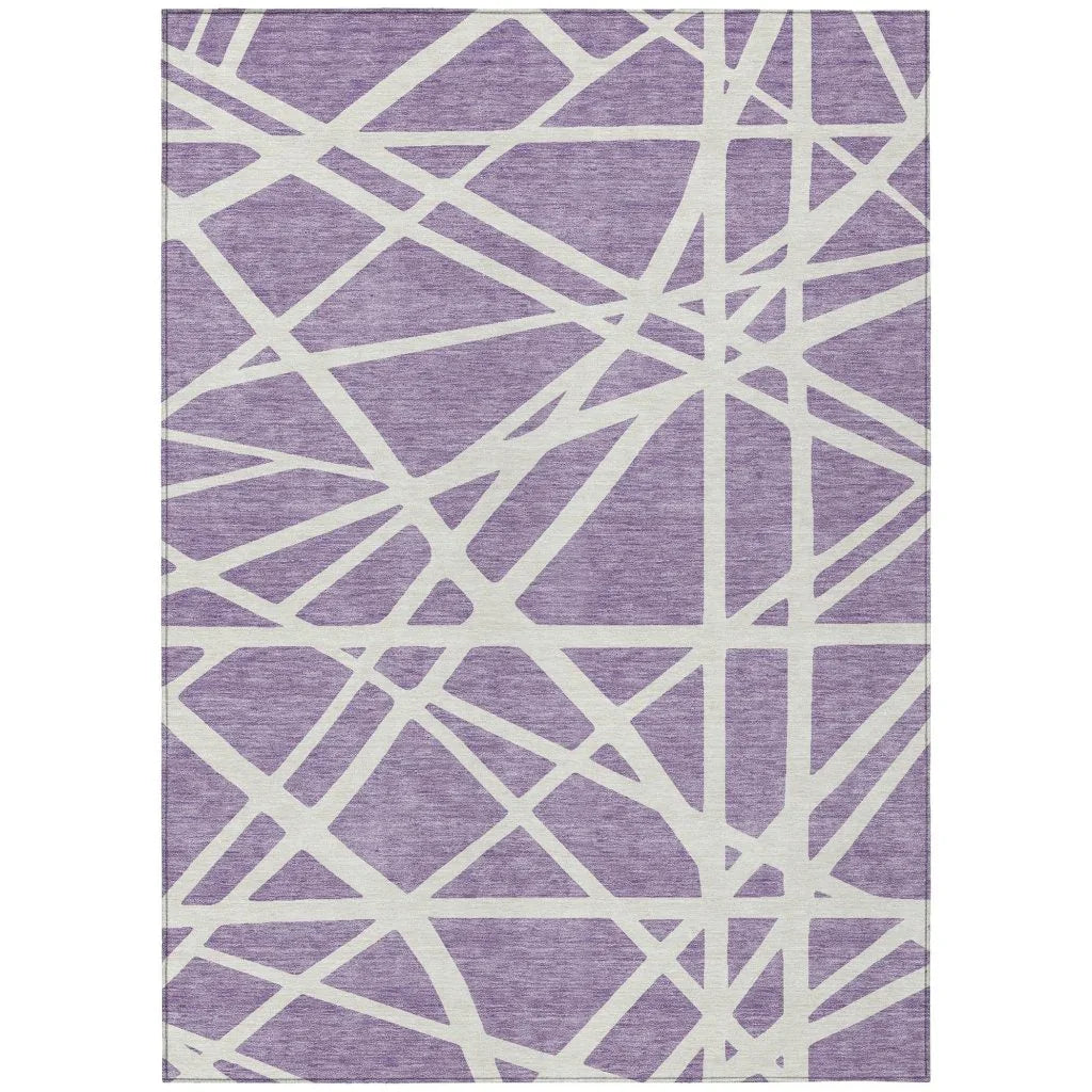 LOOMLAN Rugs Zephina Purple Washable Indoor-Outdoor Rug