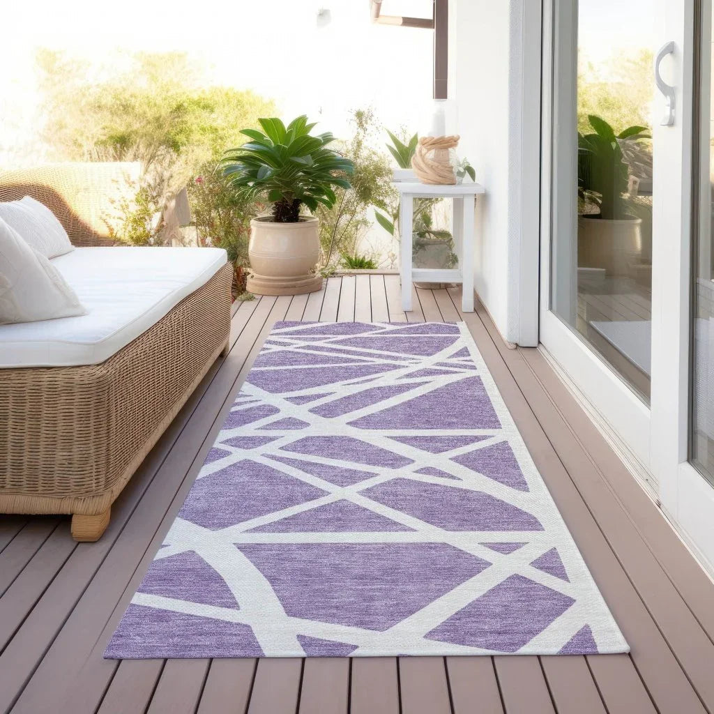 LOOMLAN Rugs Zephina Purple Washable Indoor-Outdoor Rug