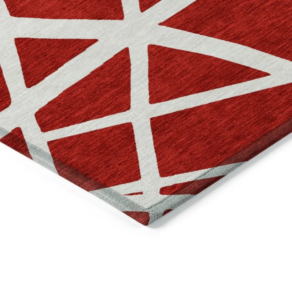 LOOMLAN Rugs Zephina Red Washable Indoor-Outdoor Rug