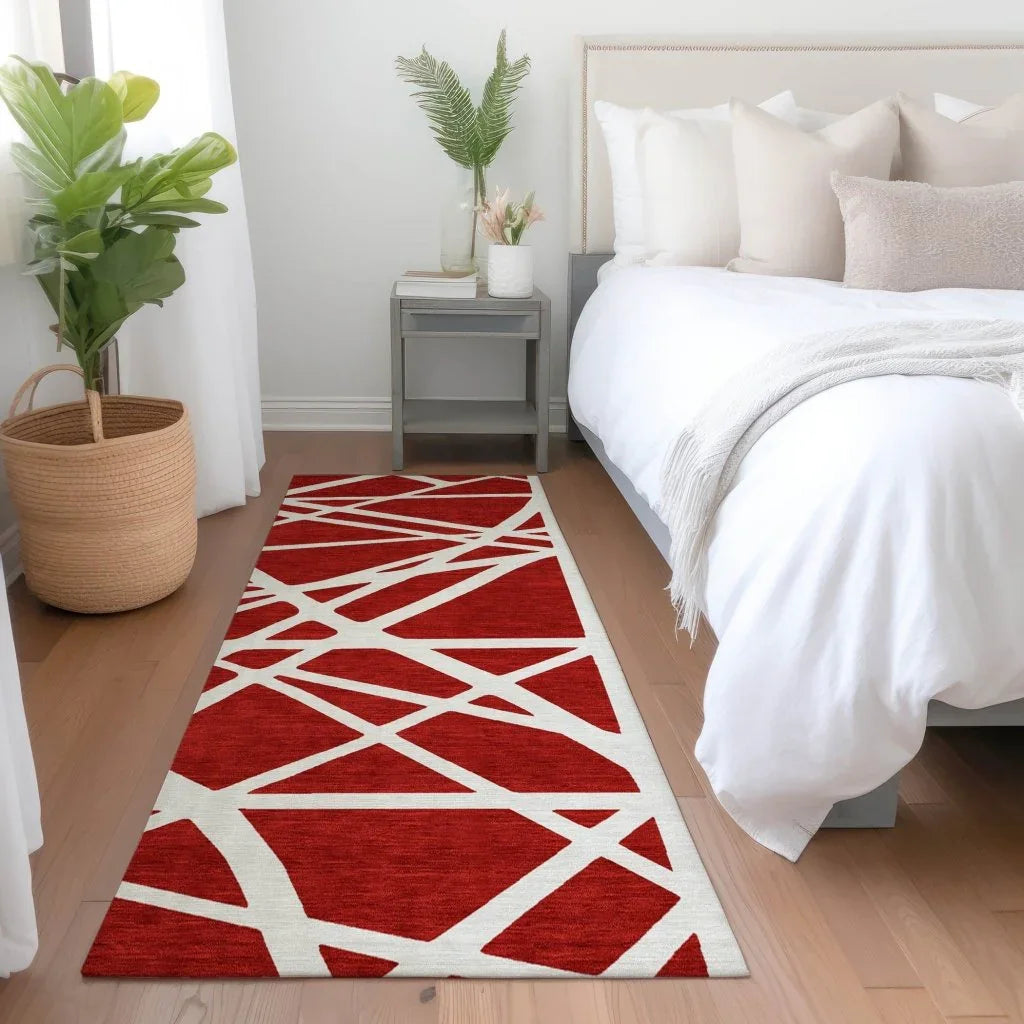 LOOMLAN Rugs Zephina Red Washable Indoor-Outdoor Rug