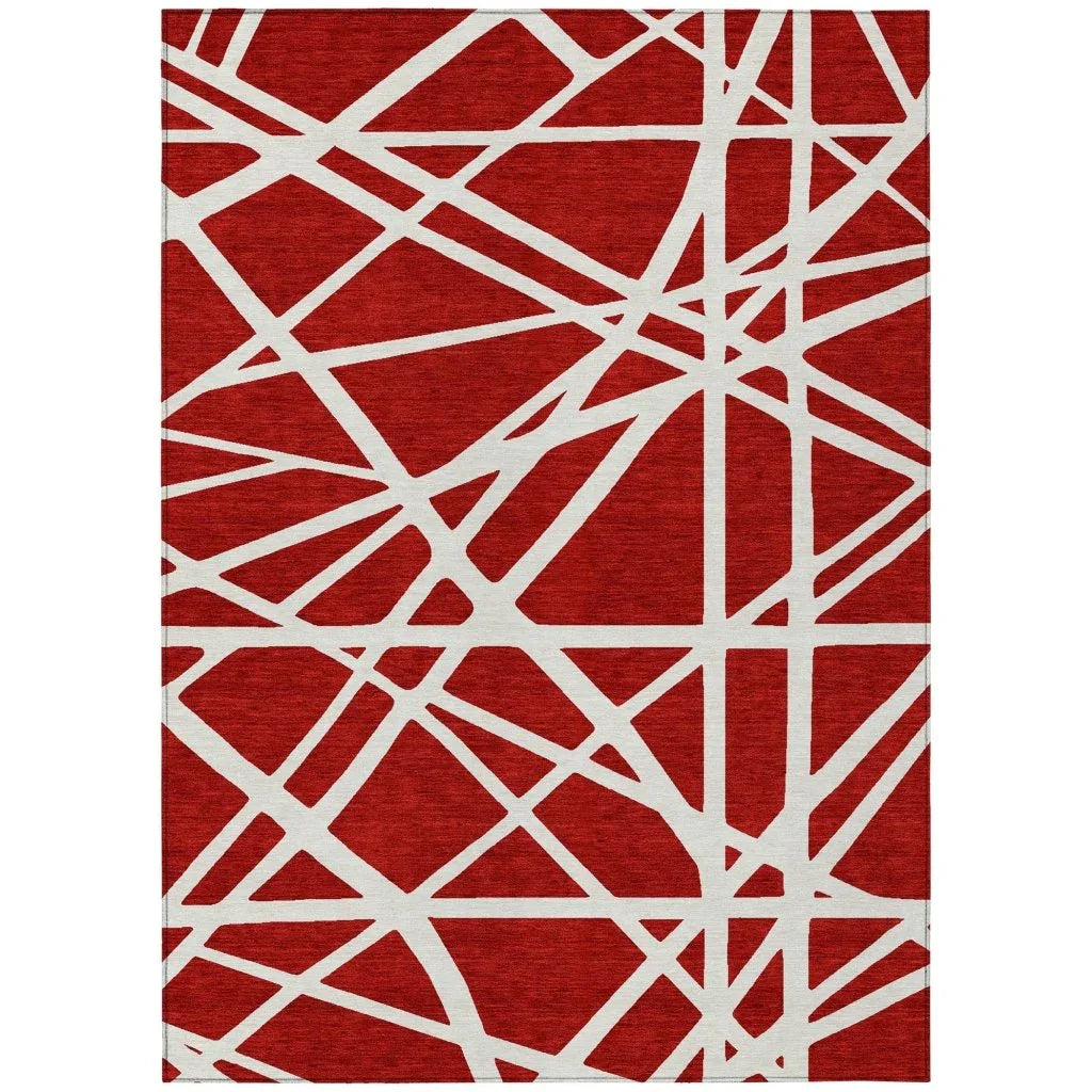 LOOMLAN Rugs Zephina Red Washable Indoor-Outdoor Rug