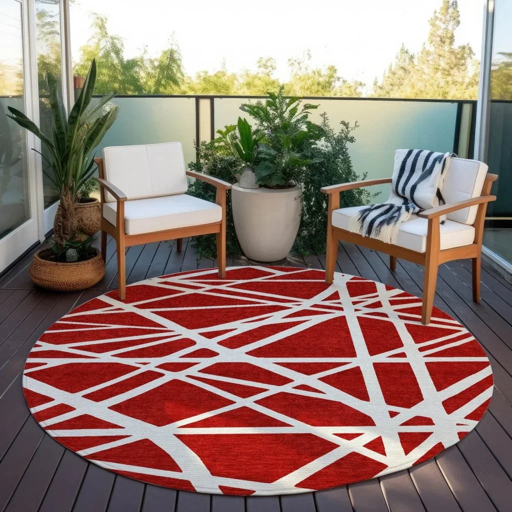 LOOMLAN Rugs Zephina Red Washable Indoor-Outdoor Rug