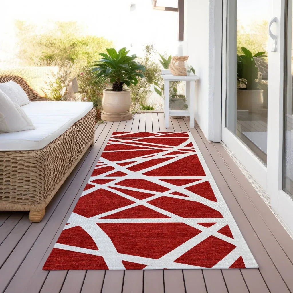 LOOMLAN Rugs Zephina Red Washable Indoor-Outdoor Rug