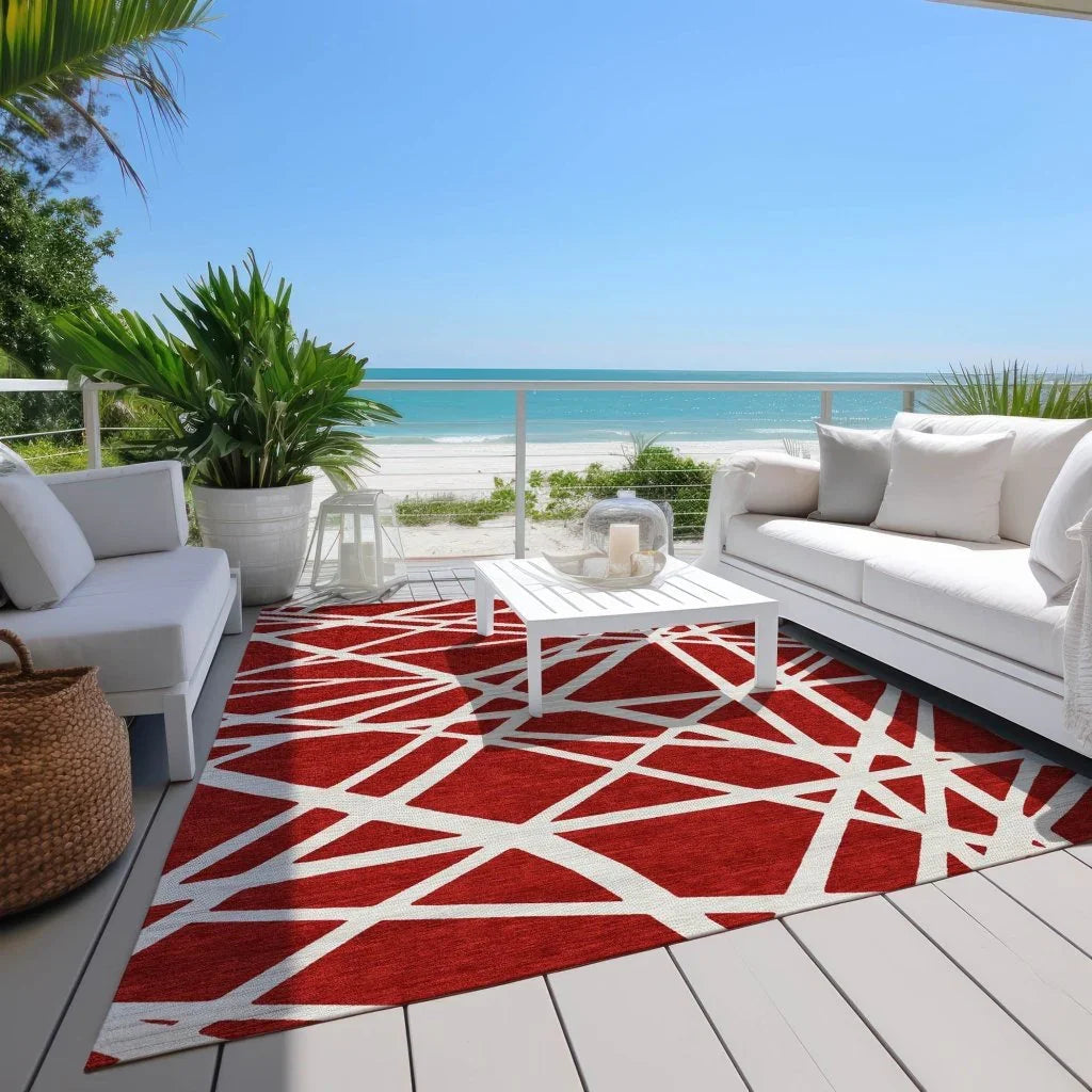 LOOMLAN Rugs Zephina Red Washable Indoor-Outdoor Rug