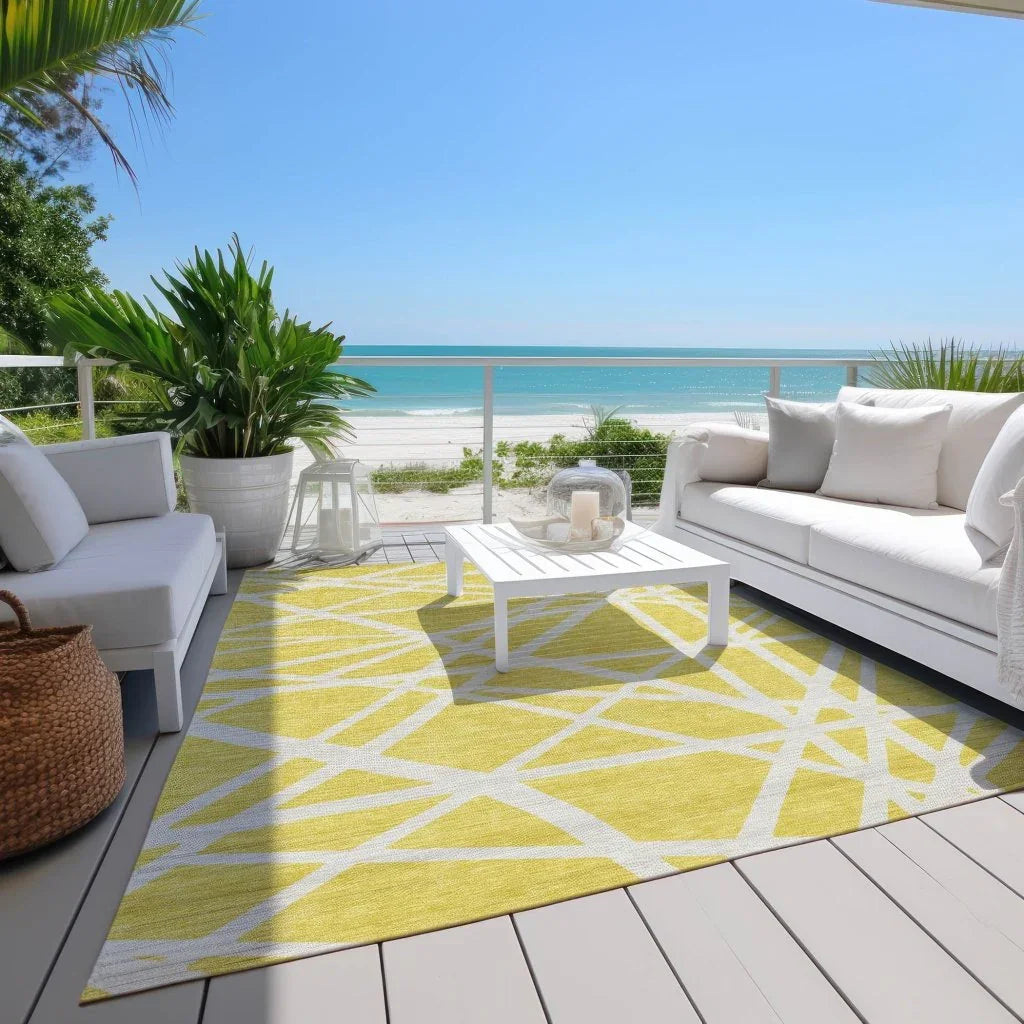 LOOMLAN Rugs Zephina Yellow Washable Indoor-Outdoor Rug