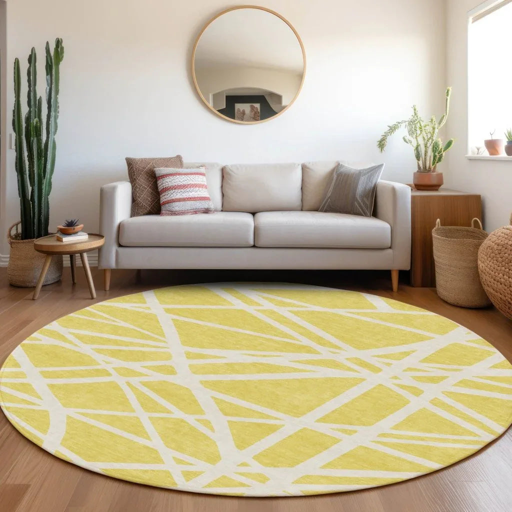 LOOMLAN Rugs Zephina Yellow Washable Indoor-Outdoor Rug