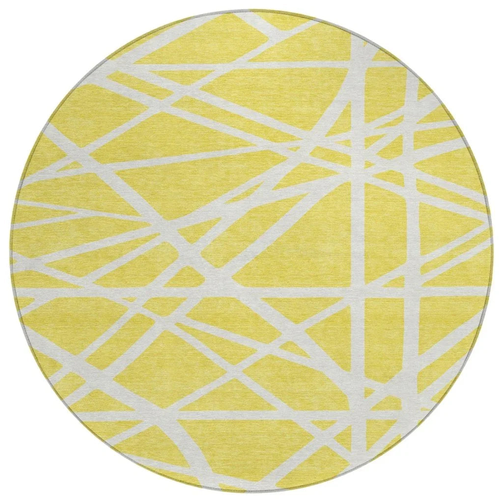 LOOMLAN Rugs Zephina Yellow Washable Indoor-Outdoor Rug