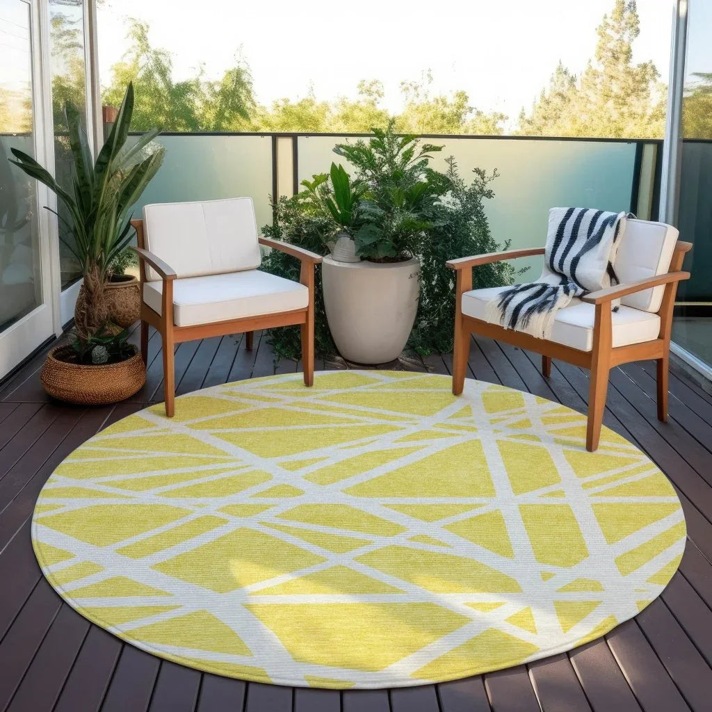 LOOMLAN Rugs Zephina Yellow Washable Indoor-Outdoor Rug