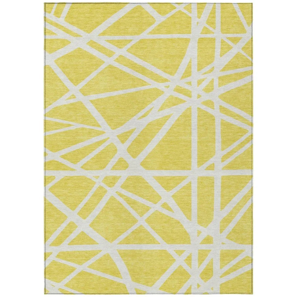 LOOMLAN Rugs Zephina Yellow Washable Indoor-Outdoor Rug