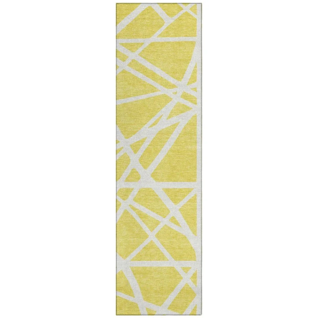 LOOMLAN Rugs Zephina Yellow Washable Indoor-Outdoor Rug