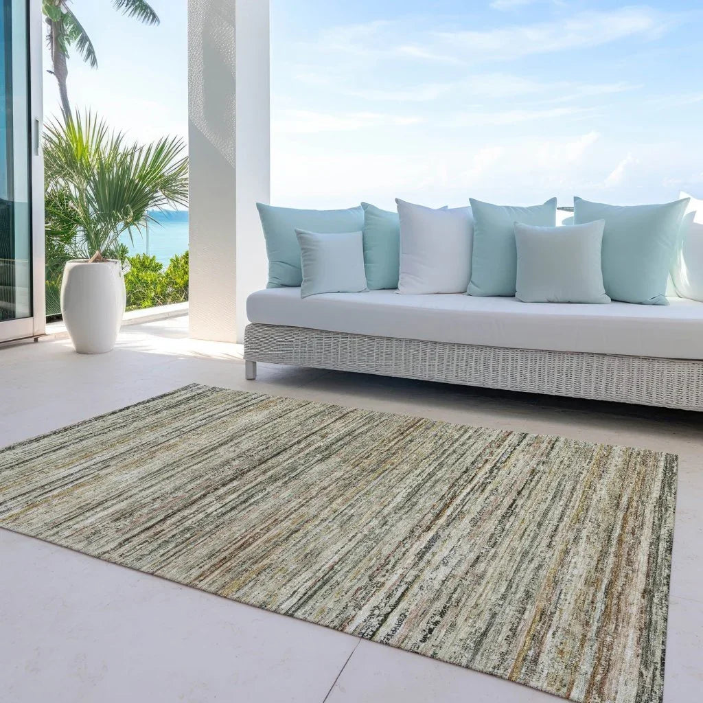 LOOMLAN Rugs Zephyna Brown Washable Indoor-Outdoor Rug