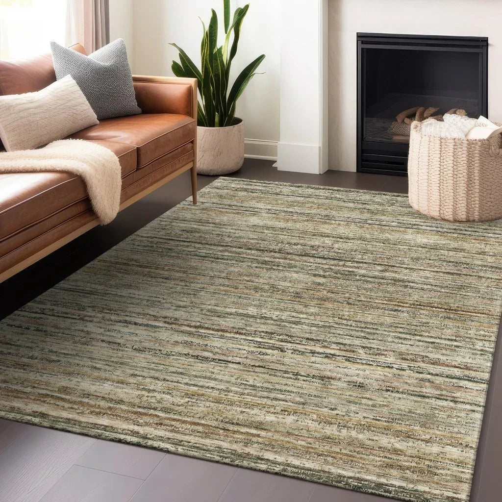 LOOMLAN Rugs Zephyna Brown Washable Indoor-Outdoor Rug
