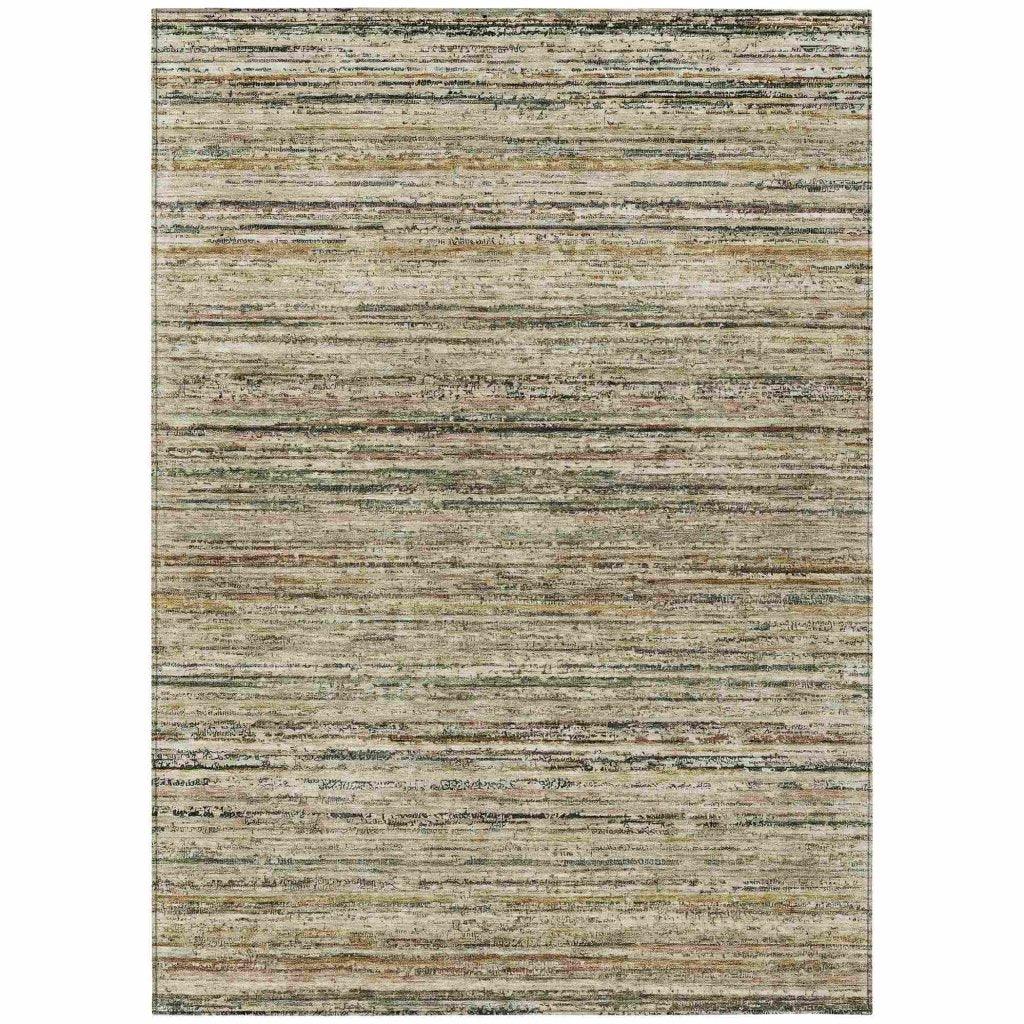 LOOMLAN Rugs Zephyna Brown Washable Indoor-Outdoor Rug