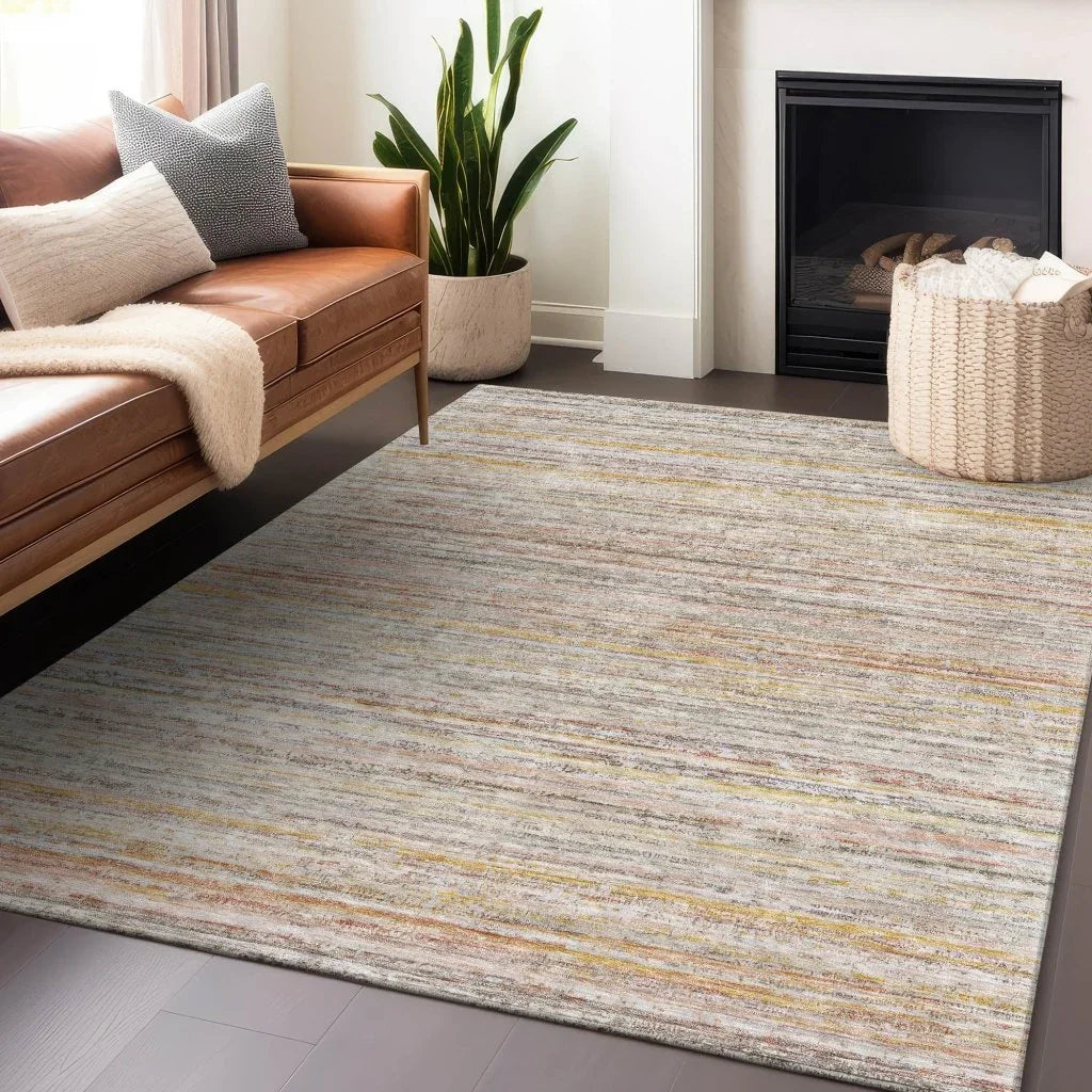 LOOMLAN Rugs Zephyna Orange Washable Indoor-Outdoor Rug