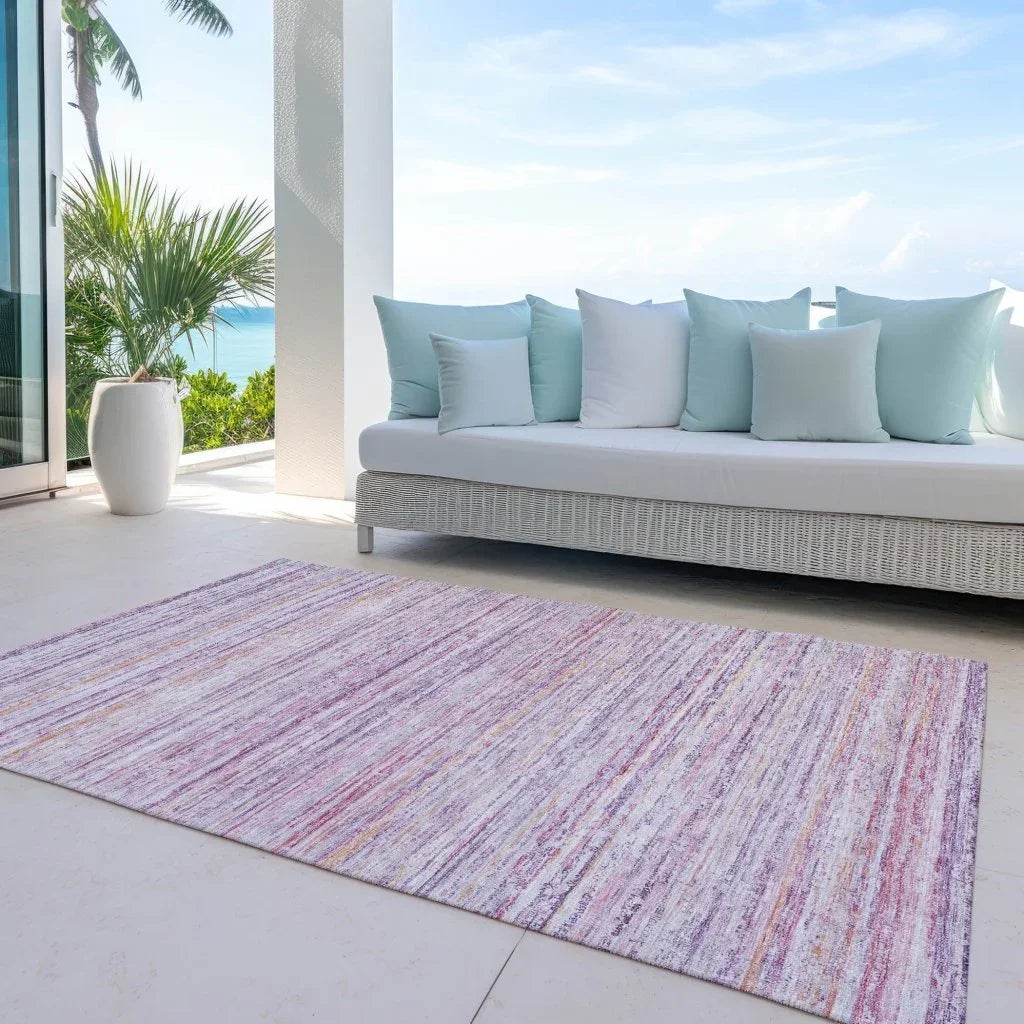 LOOMLAN Rugs Zephyna Pink Washable Indoor-Outdoor Rug