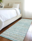 LOOMLAN Rugs Zephyna Teal Washable Indoor-Outdoor Rug