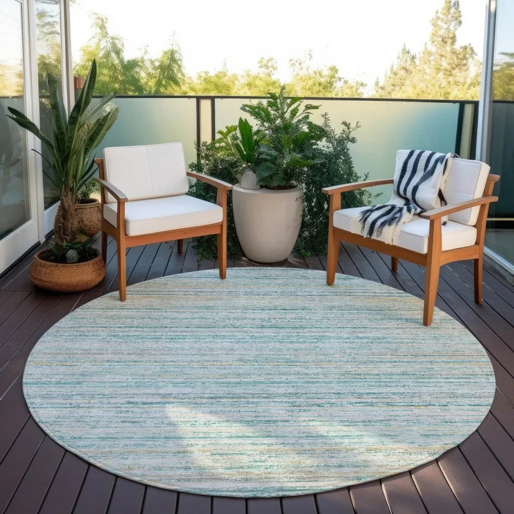 LOOMLAN Rugs Zephyna Teal Washable Indoor-Outdoor Rug