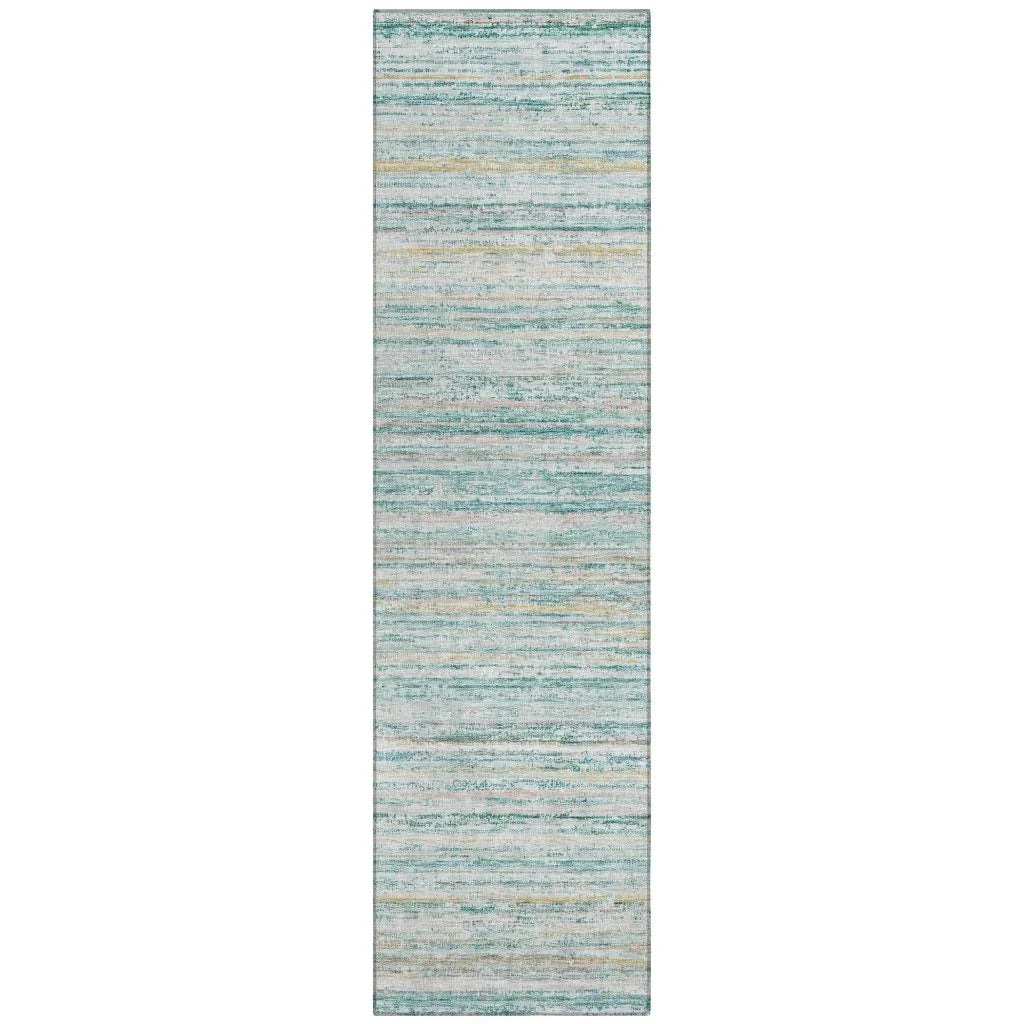 LOOMLAN Rugs Zephyna Teal Washable Indoor-Outdoor Rug