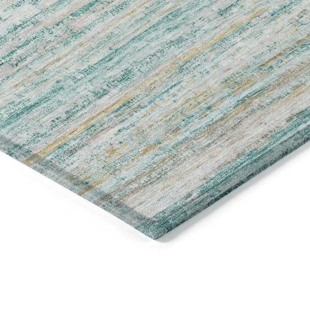 LOOMLAN Rugs Zephyna Teal Washable Indoor-Outdoor Rug