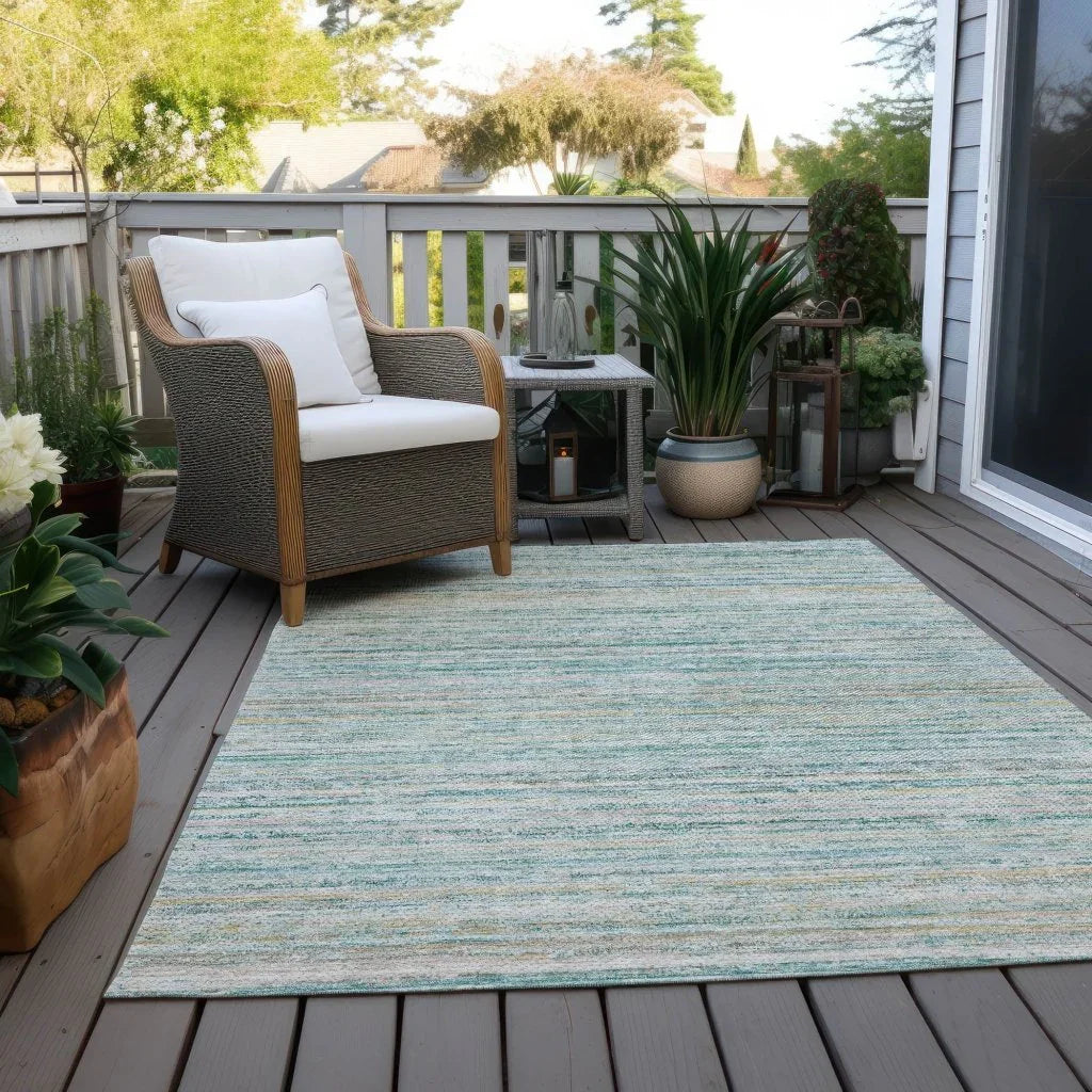 LOOMLAN Rugs Zephyna Teal Washable Indoor-Outdoor Rug