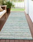 LOOMLAN Rugs Zephyna Teal Washable Indoor-Outdoor Rug