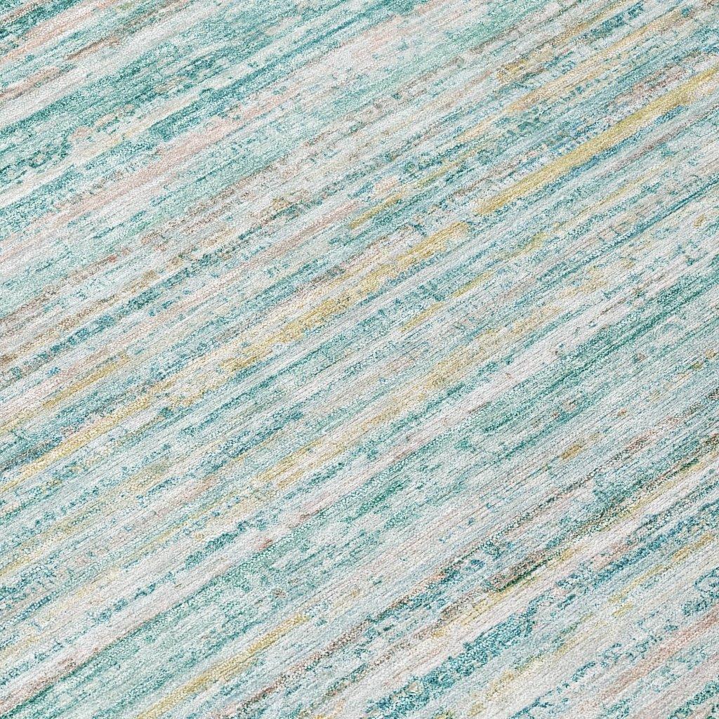 LOOMLAN Rugs Zephyna Teal Washable Indoor-Outdoor Rug