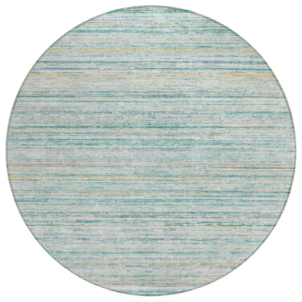 LOOMLAN Rugs Zephyna Teal Washable Indoor-Outdoor Rug