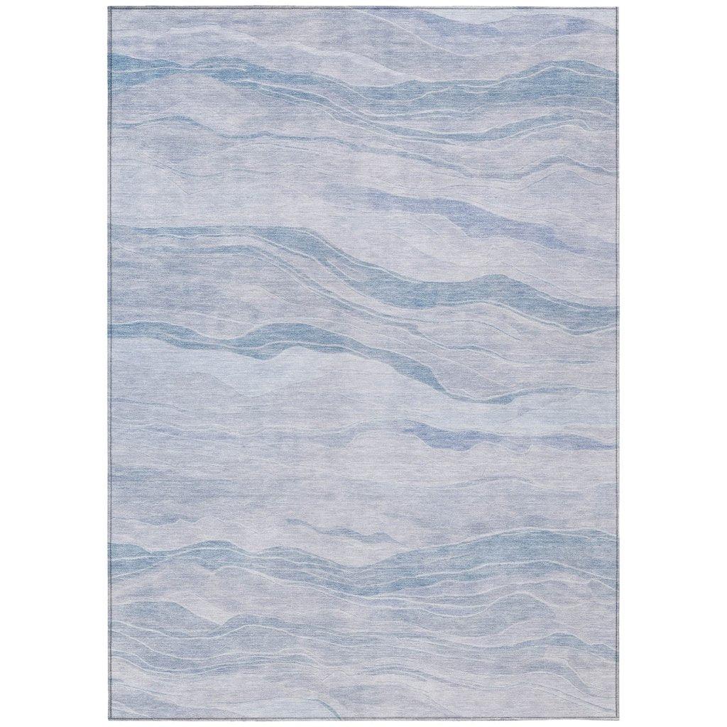 LOOMLAN Rugs Zevalyn Blue Washable Indoor-Outdoor Rug