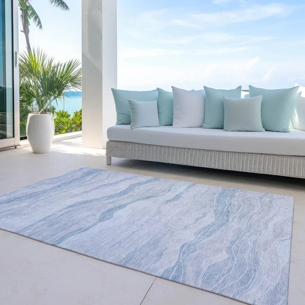 LOOMLAN Rugs Zevalyn Blue Washable Indoor-Outdoor Rug