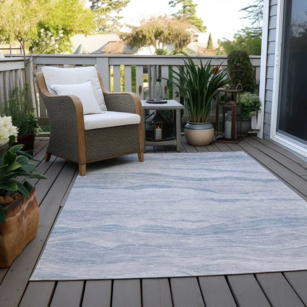 LOOMLAN Rugs Zevalyn Blue Washable Indoor-Outdoor Rug