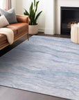 LOOMLAN Rugs Zevalyn Blue Washable Indoor-Outdoor Rug