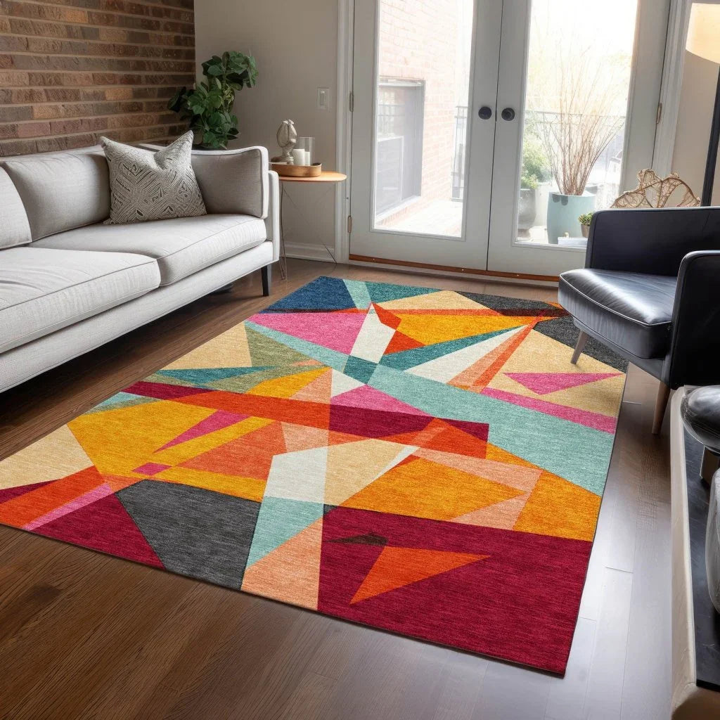 LOOMLAN Rugs Zexture Orange Washable Indoor-Outdoor Rug